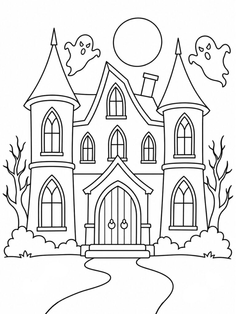Manoir hantée Coloriage manoir hantée