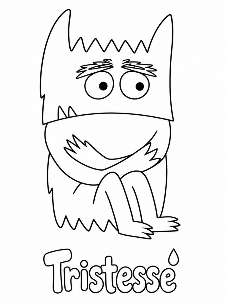 Monstre des émotions "tristesse" Coloriage monstre des émotions tristesse