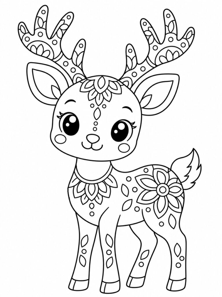 Cerf mandala kawaii coloriage mandala cerf kawaii