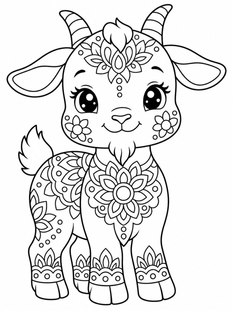 Chèvre mandala kawaii coloriage chèvre mandala kawaii