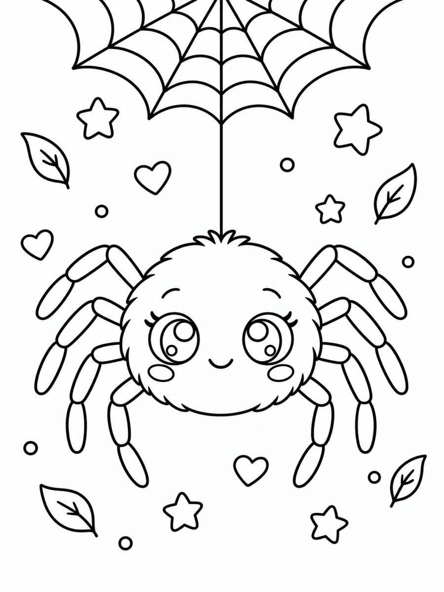 Coloriage araignée kawaii