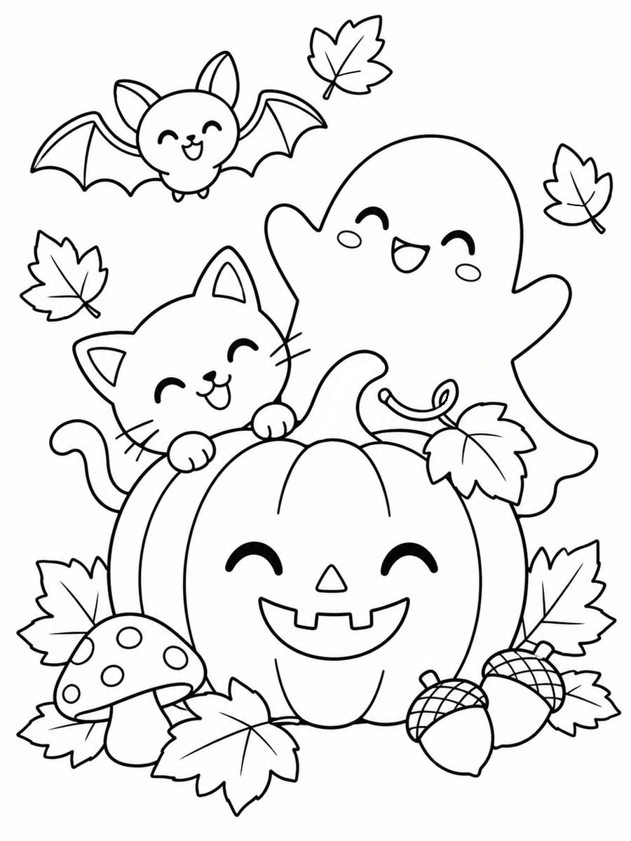 Coloriage automne Halloween