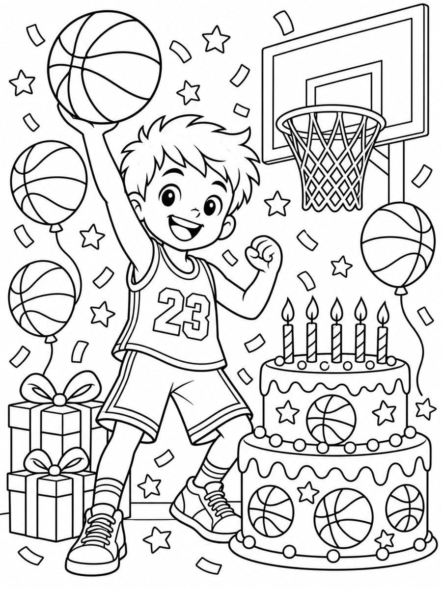 Coloriage basket-ball anniversaire