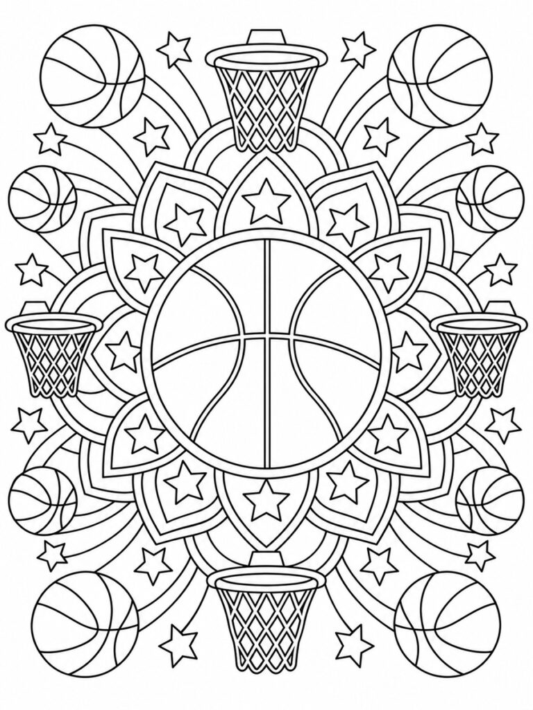 Coloriage basket-ball mandala