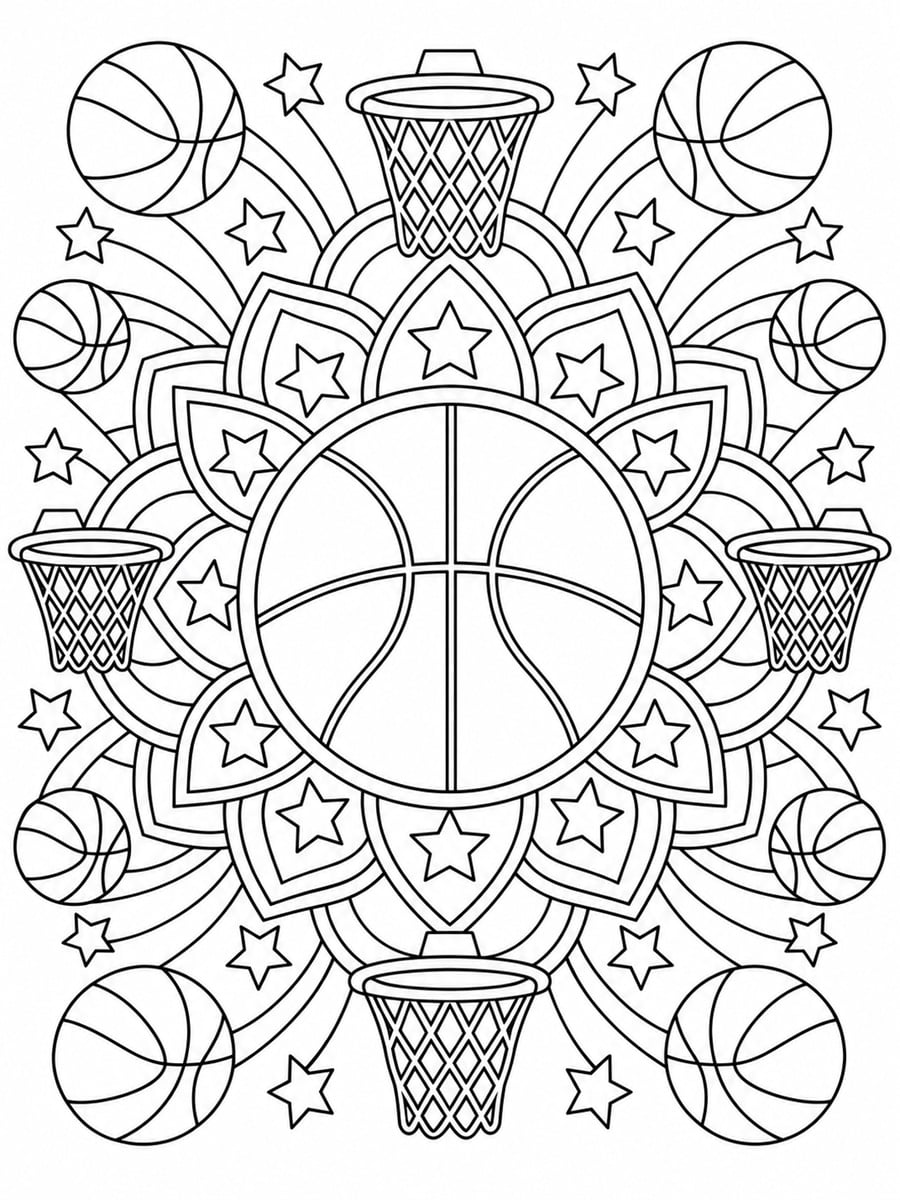 Coloriage basket-ball mandala