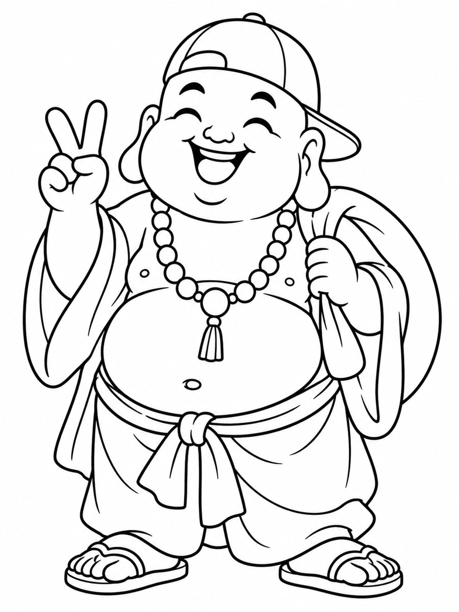 Coloriage Bouddha rigolo