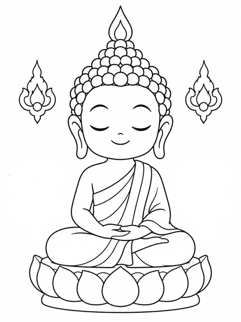 Bouddha thaïlandais Coloriage Bouddha thaïlandais