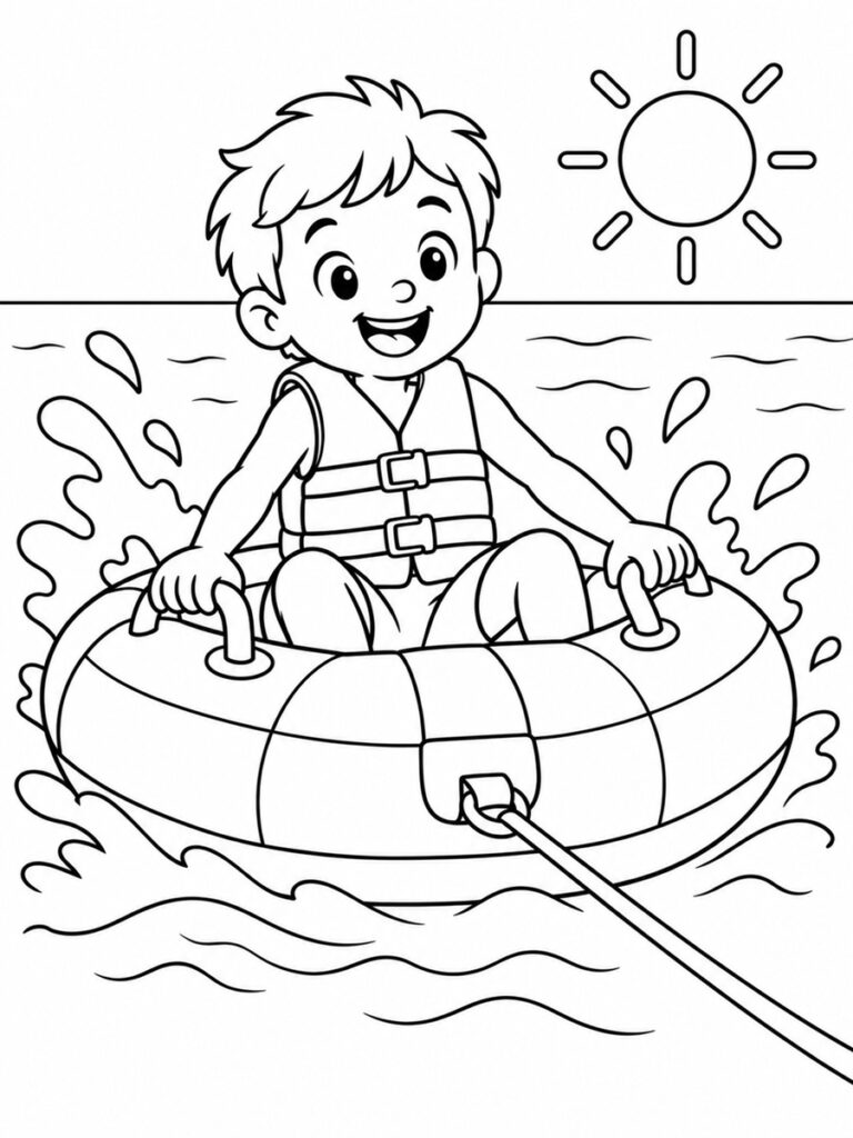 Bouée tractée Coloriage sports nautiques