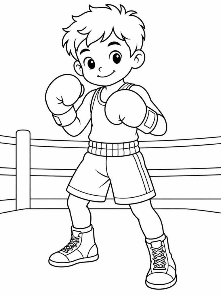 Boxe garçon Coloriage boxe