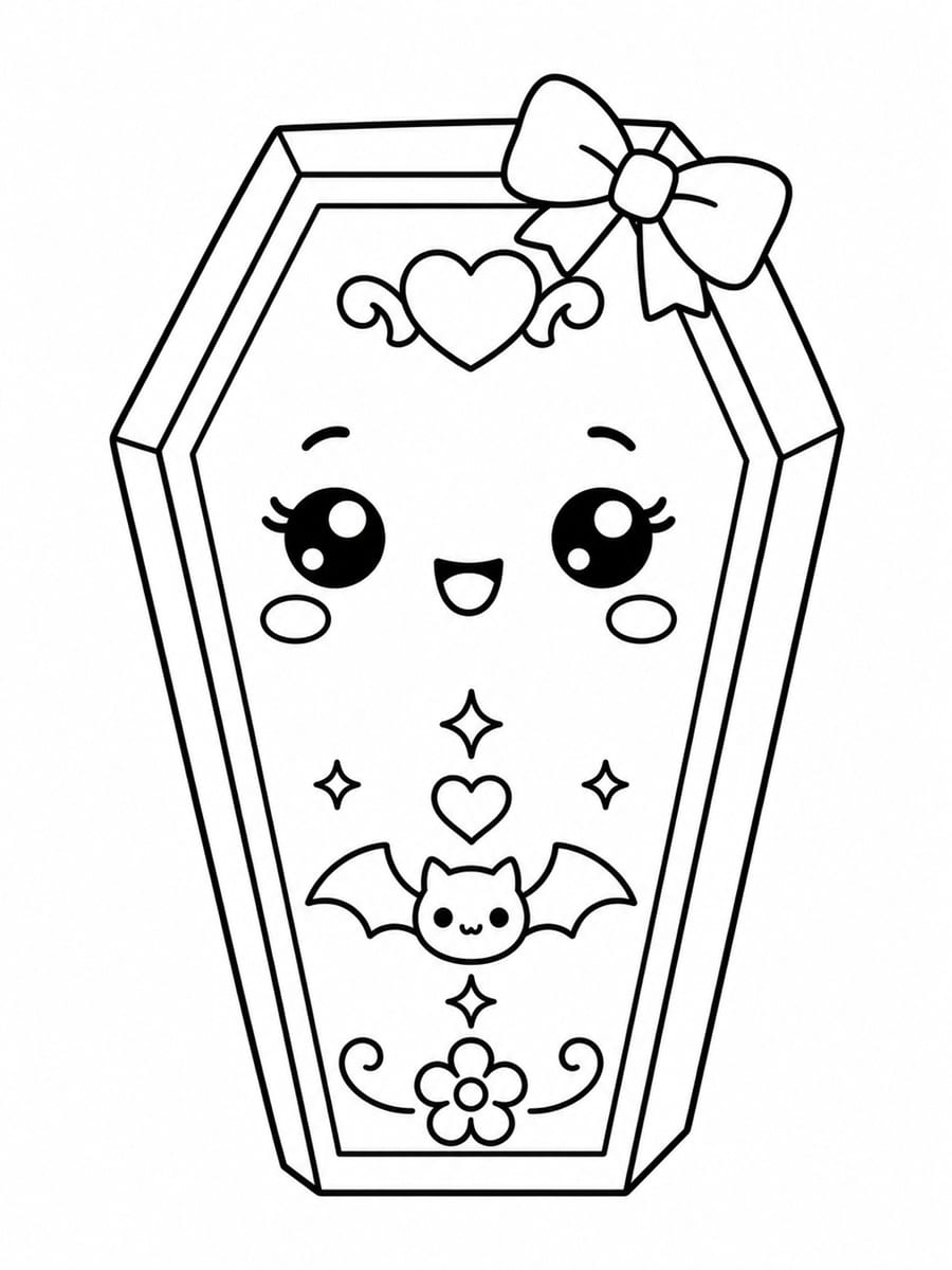 Coloriage cercueil kawaii
