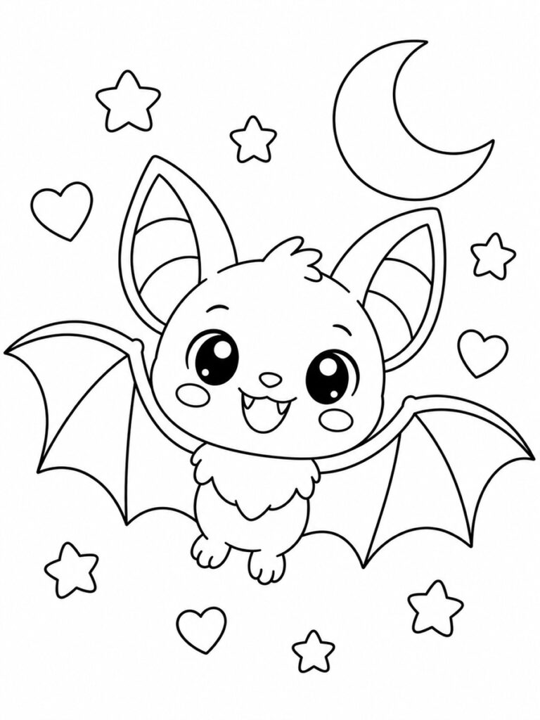Coloriage chauve-souris kawaii