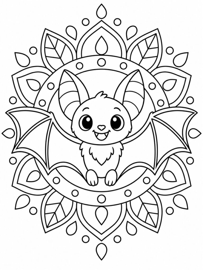 Chauve-souris mandala Coloriage chauve-souris mandala