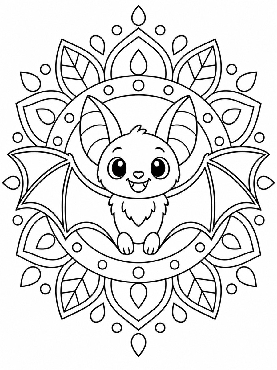 Coloriage chauve-souris mandala