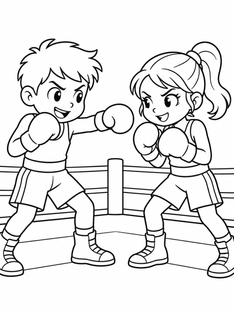 Combat de boxe Coloriage combat de boxe