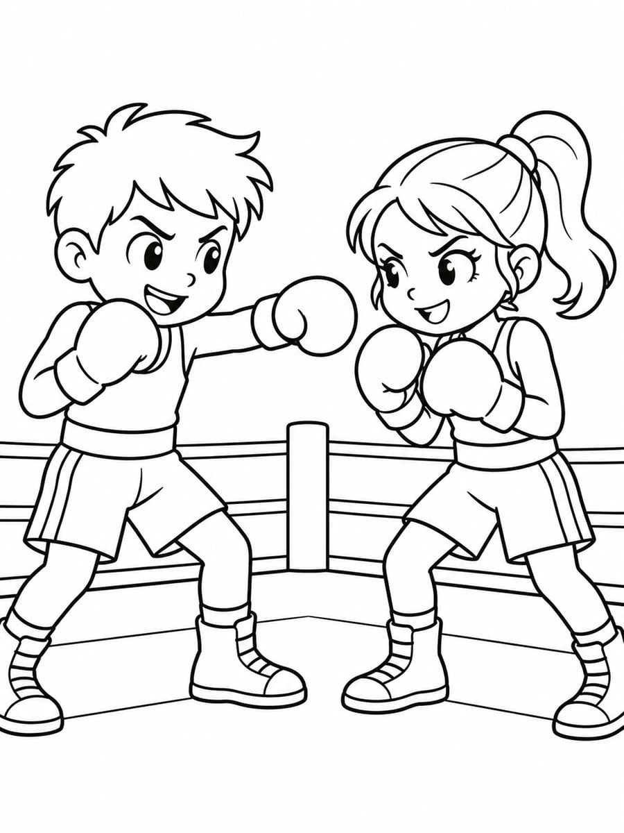 Coloriage combat de boxe