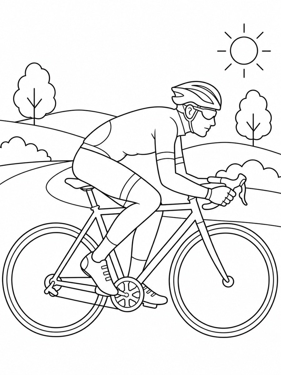 Coloriage cyclisme sur route
