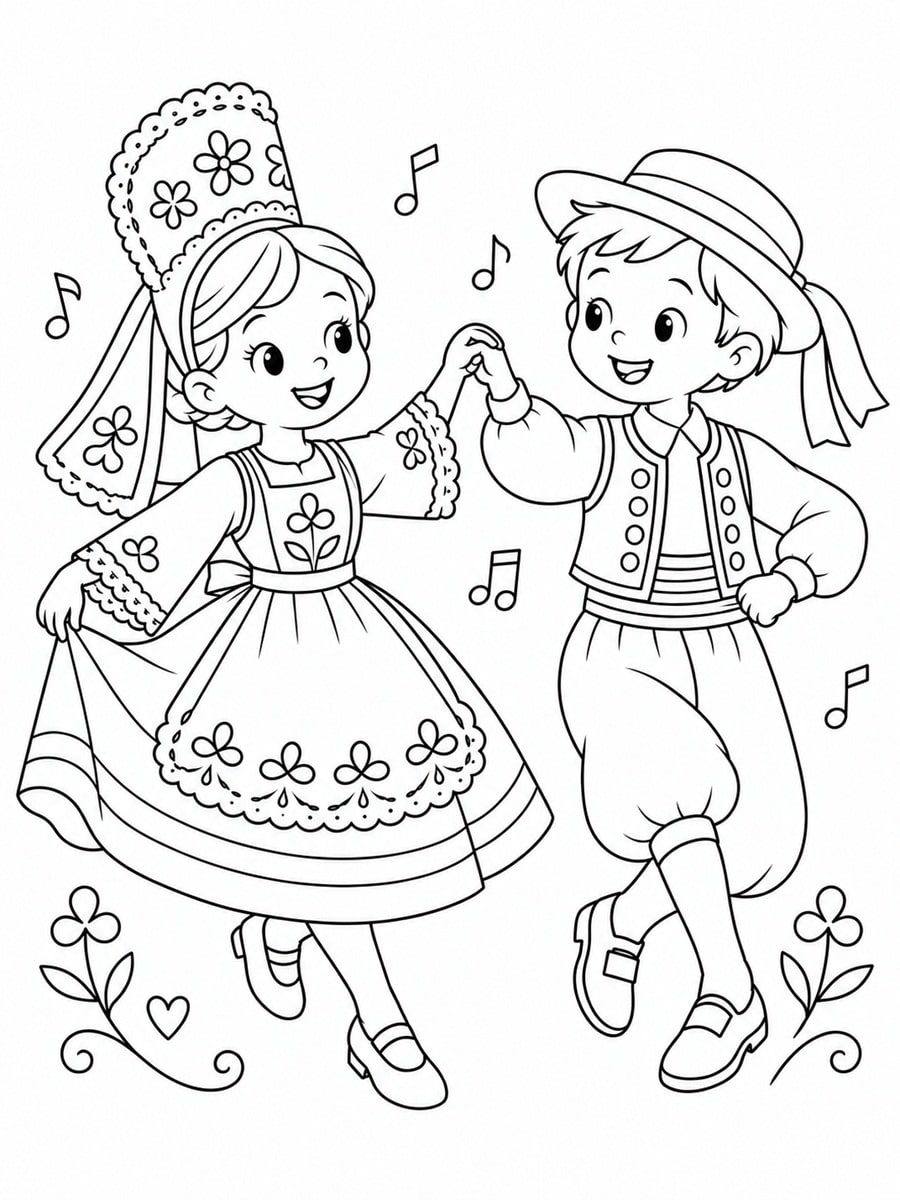 Coloriage danse bretonne