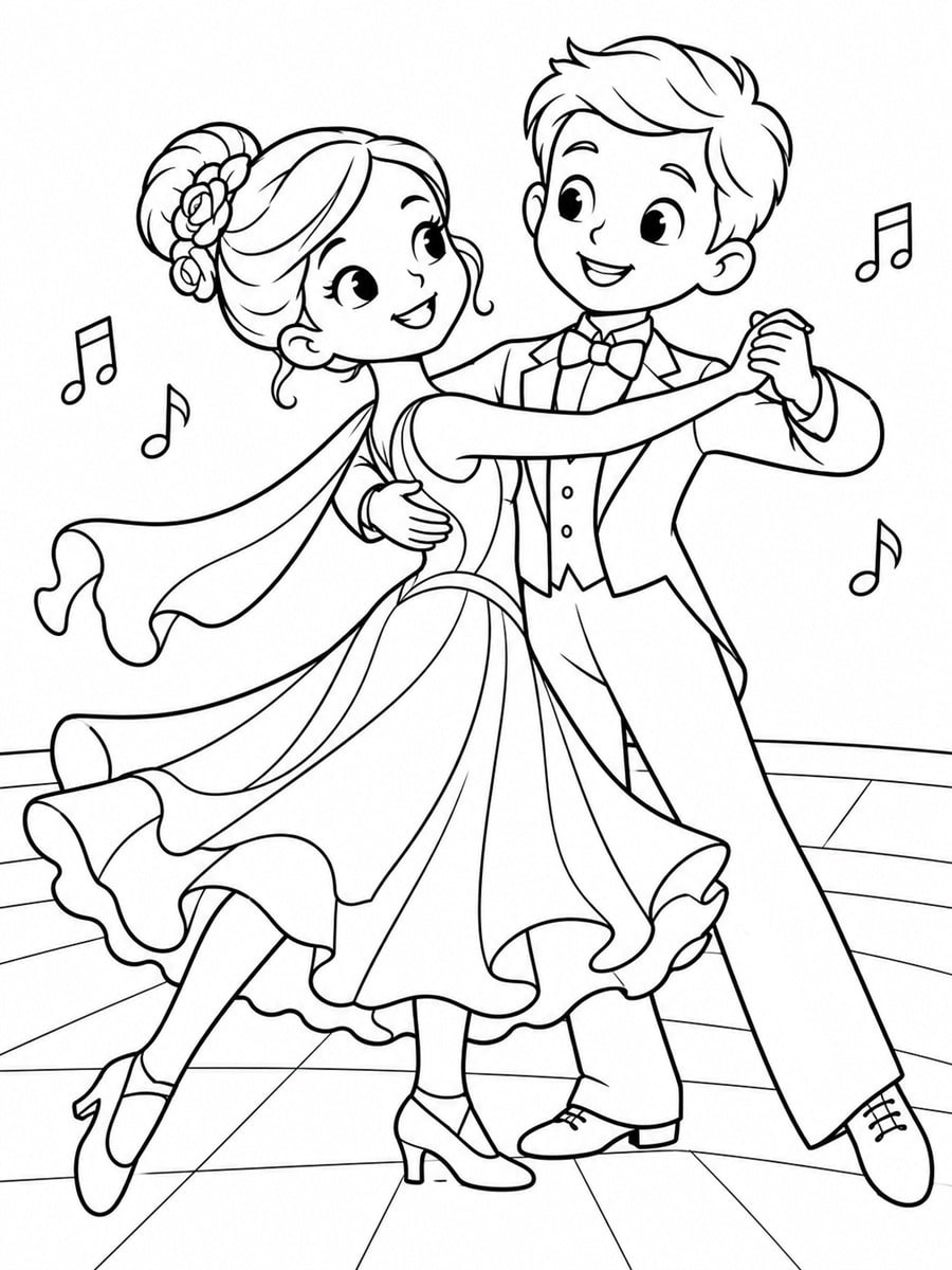 Coloriage danse de salon