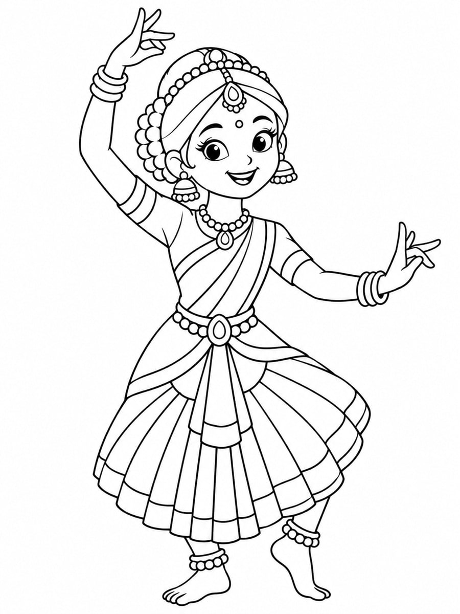 Coloriage danse indienne