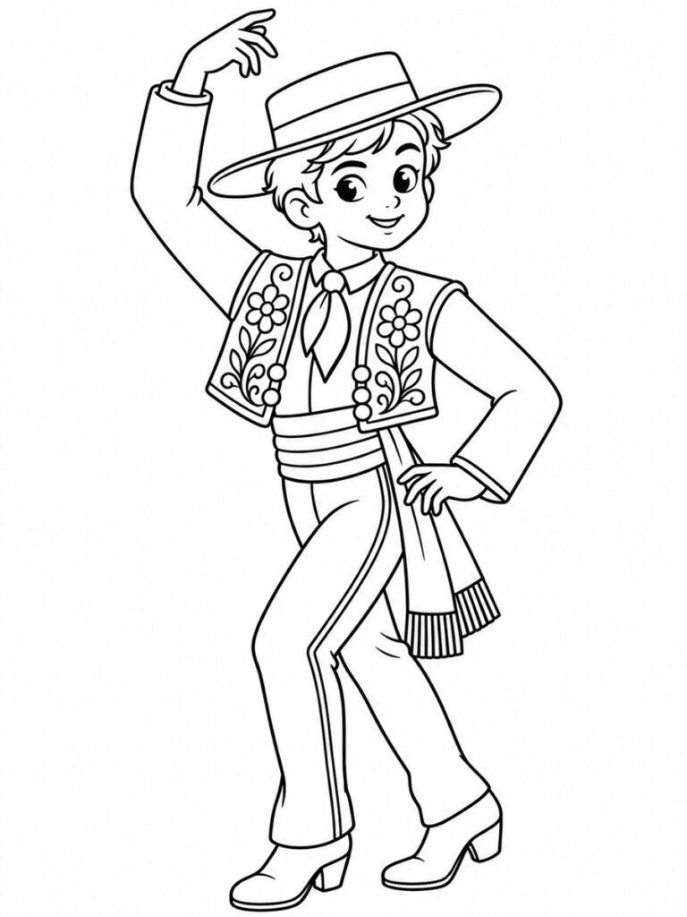 Coloriage danseur de flamenco