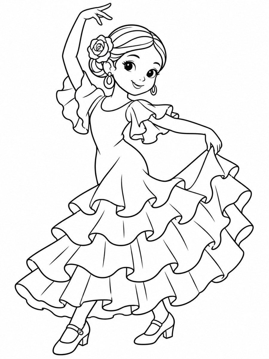 Coloriage danseuse espagnole