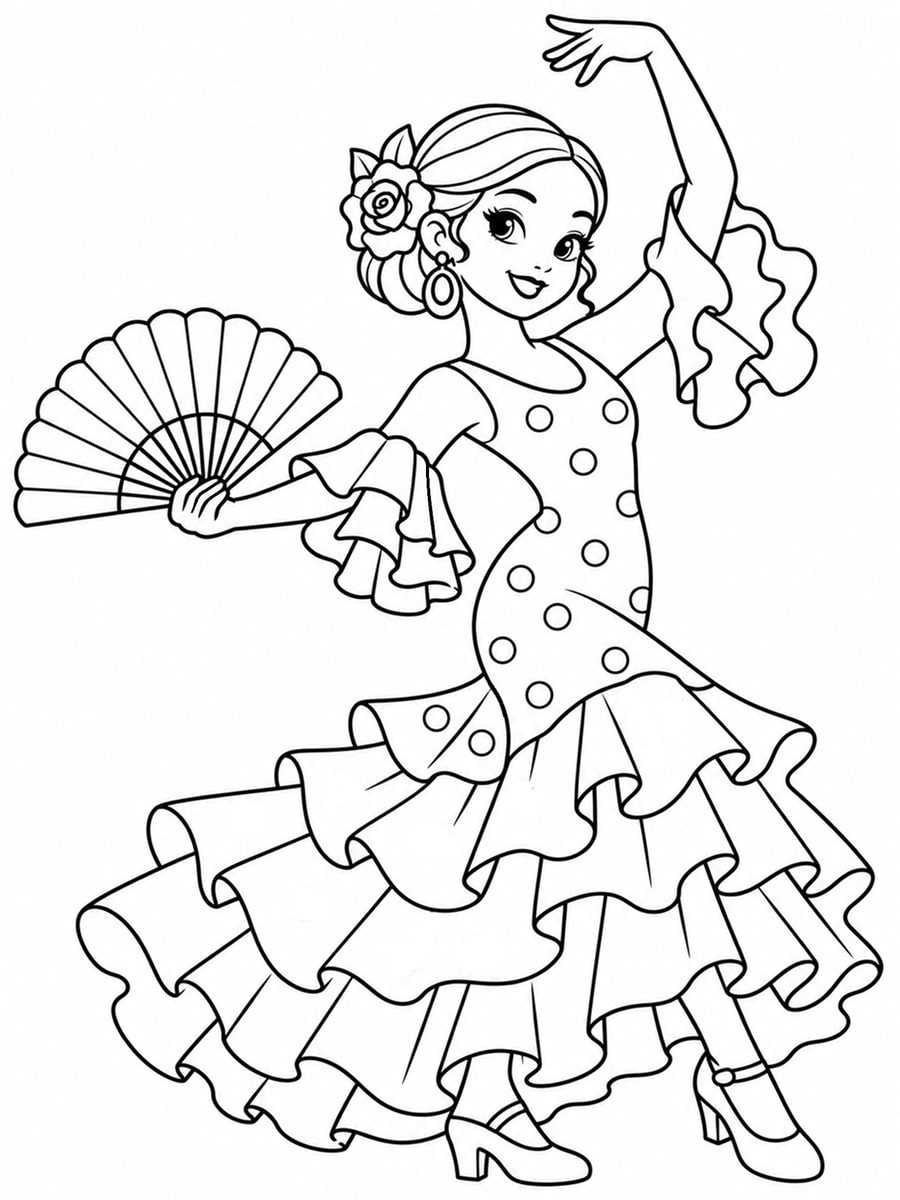 Coloriage danseuse flamenco