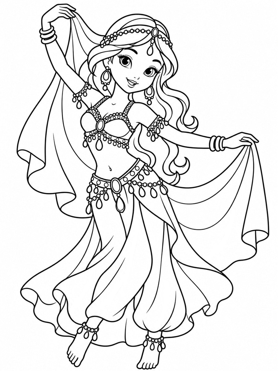 Coloriage danseuse orientale