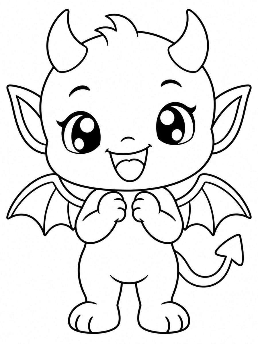 Coloriage diable kawaii