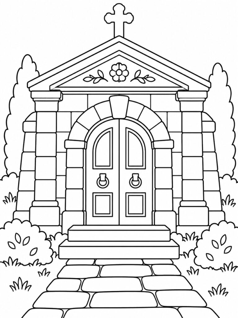 Entrée de caveau Coloriage entrée de caveau