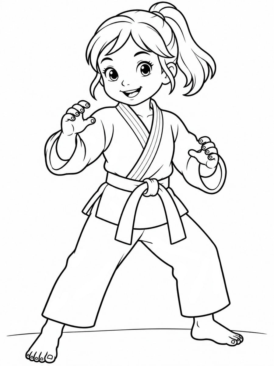 Coloriage fille judo