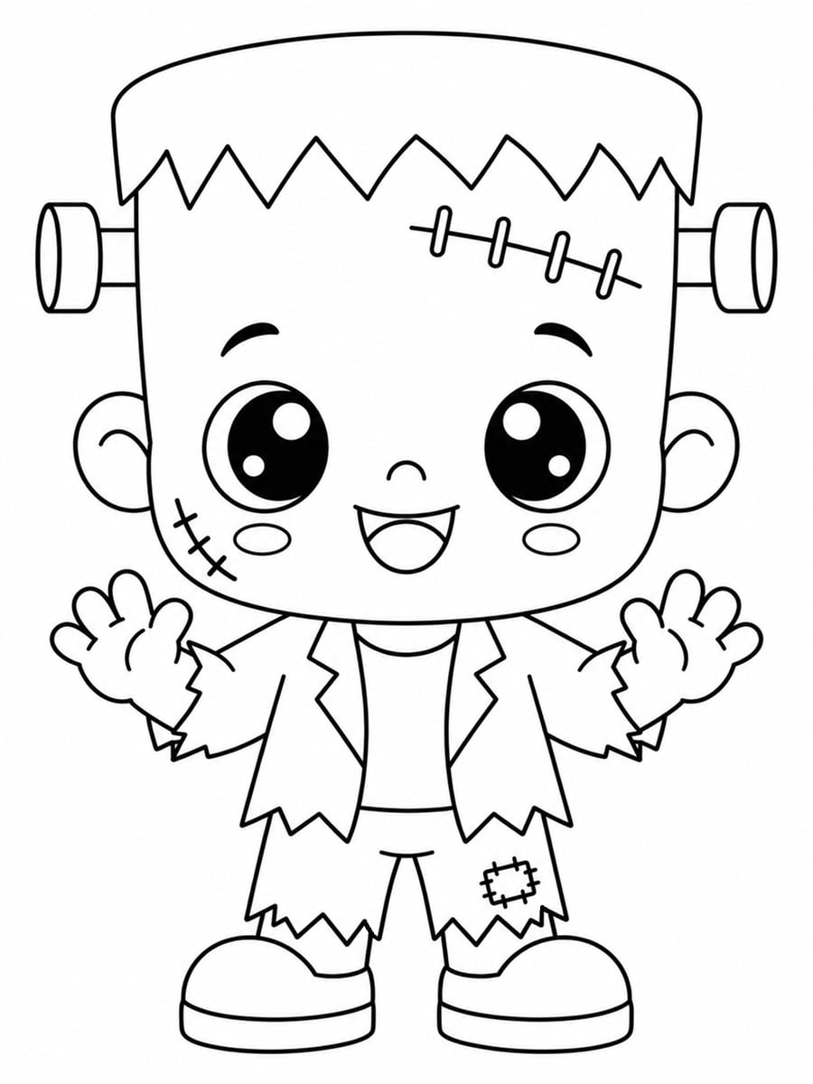 Coloriage Frankenstein kawaii
