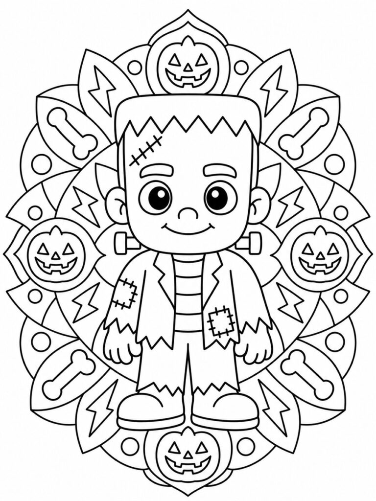 Frankenstein mandala Coloriage Frankenstein mandala