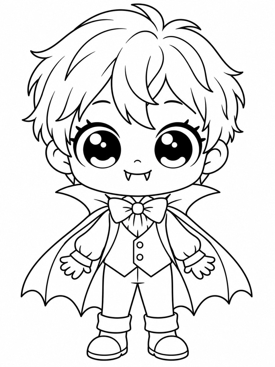 Coloriage garçon kawaii Halloween