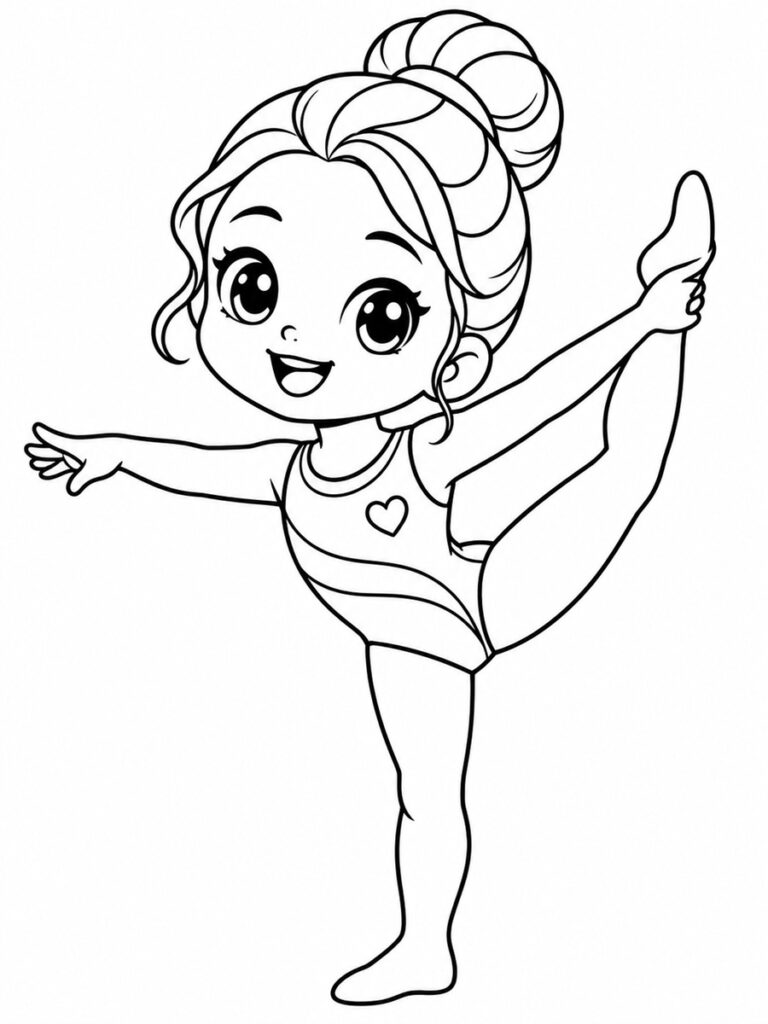 Gymnaste kawaii Coloriage gymnaste kawaii