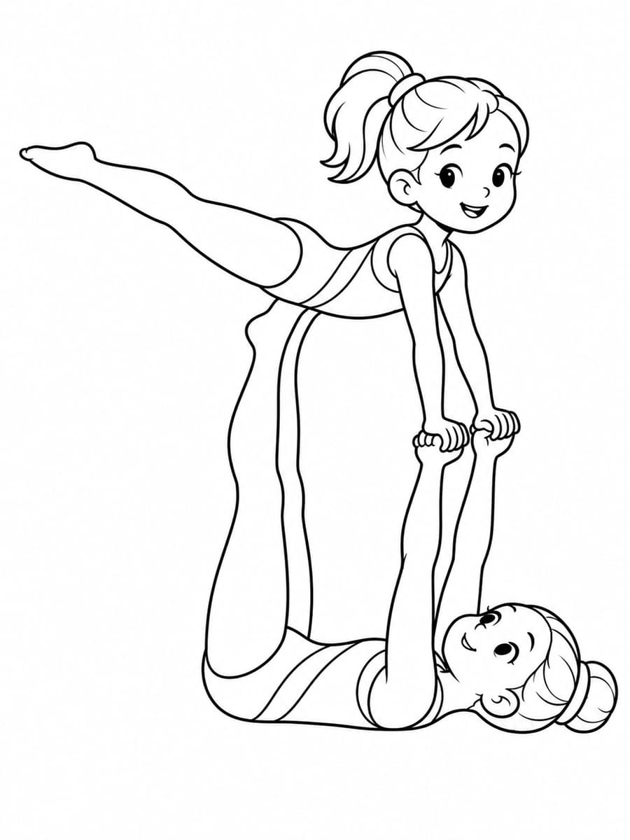 Coloriage gymnastique acrobatique