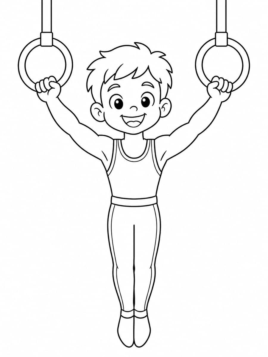 Coloriage gymnastique anneaux