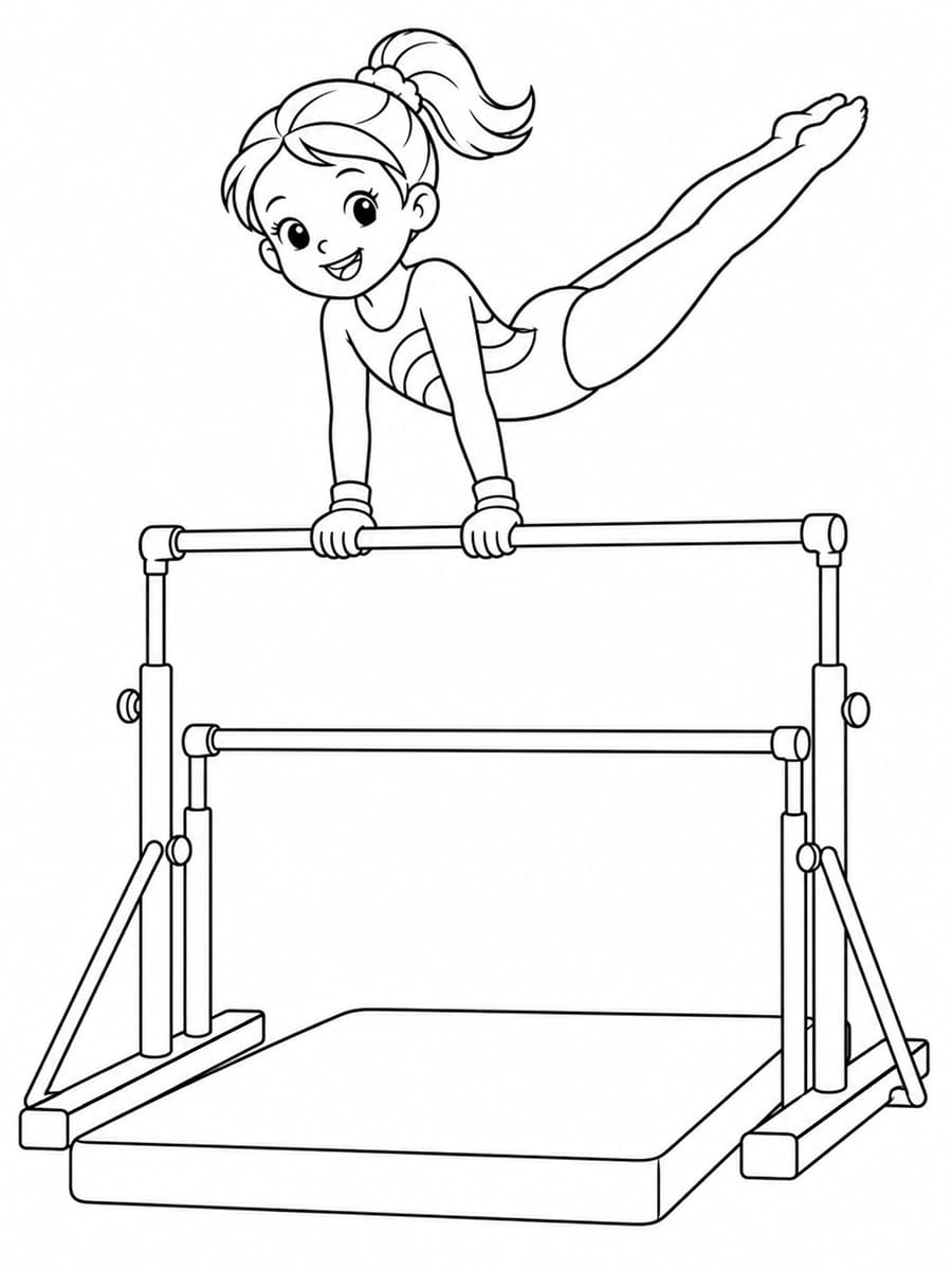 Coloriage gymnastique barres asymétriques