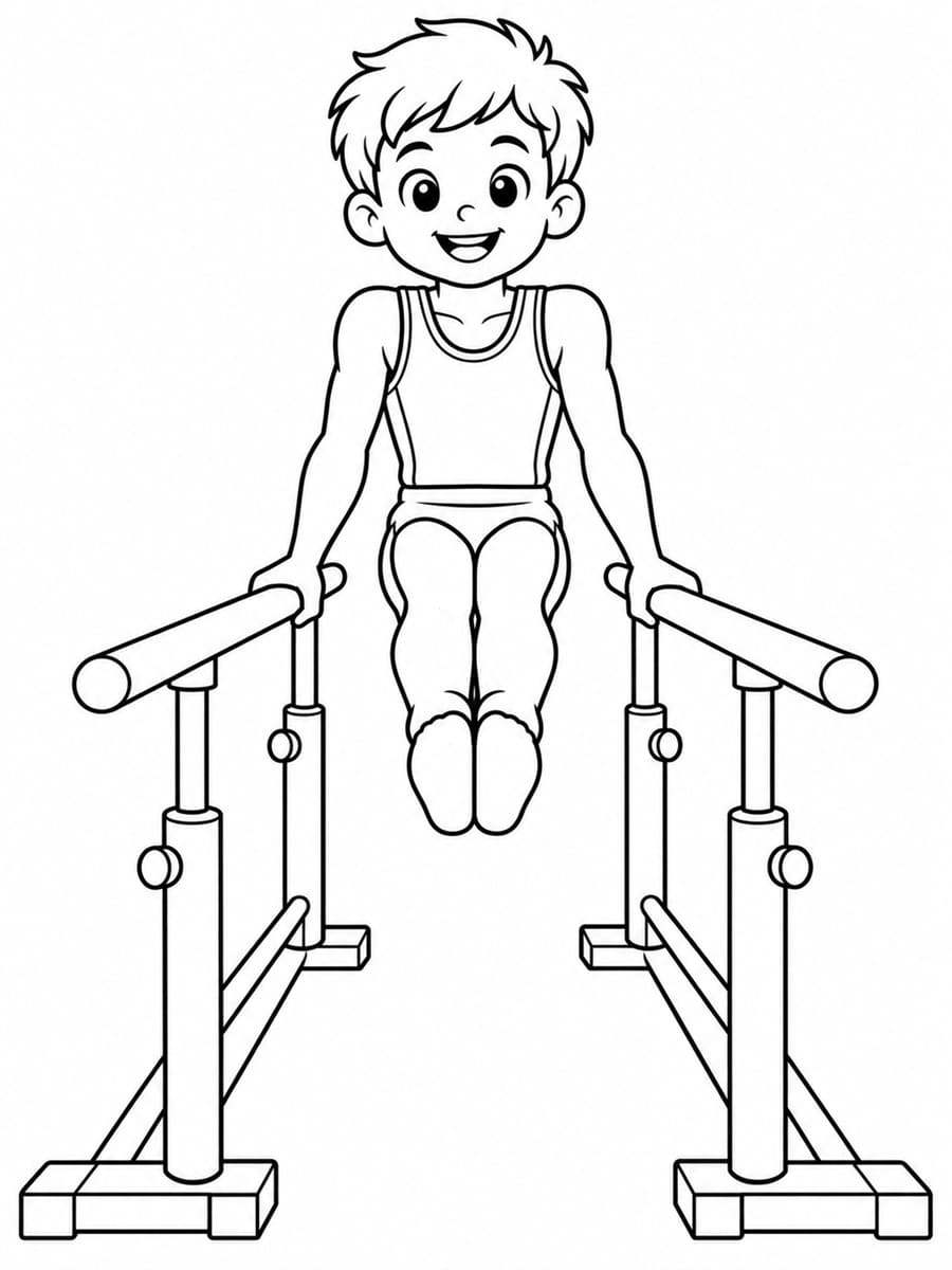 Coloriage gymnastique barres parallèles