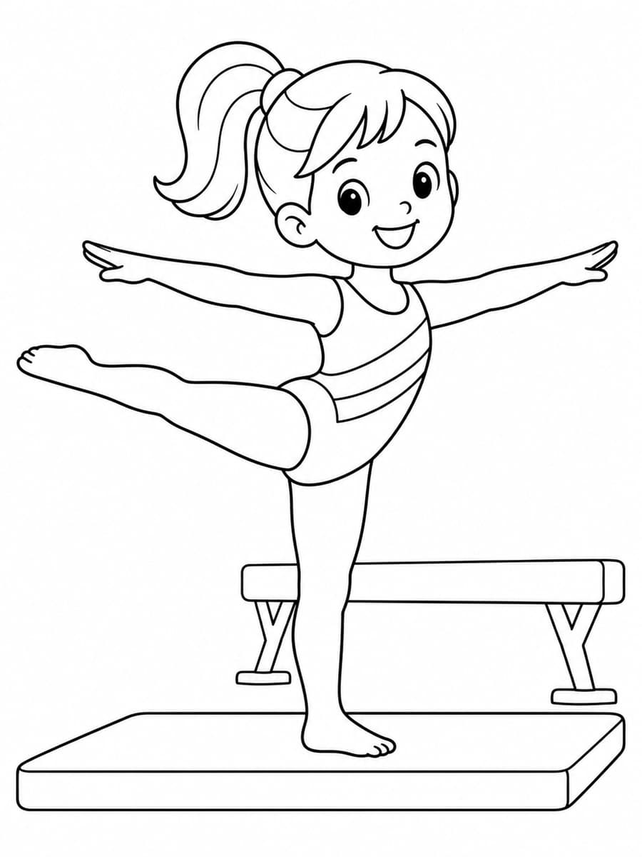 Coloriage gymnastique facile