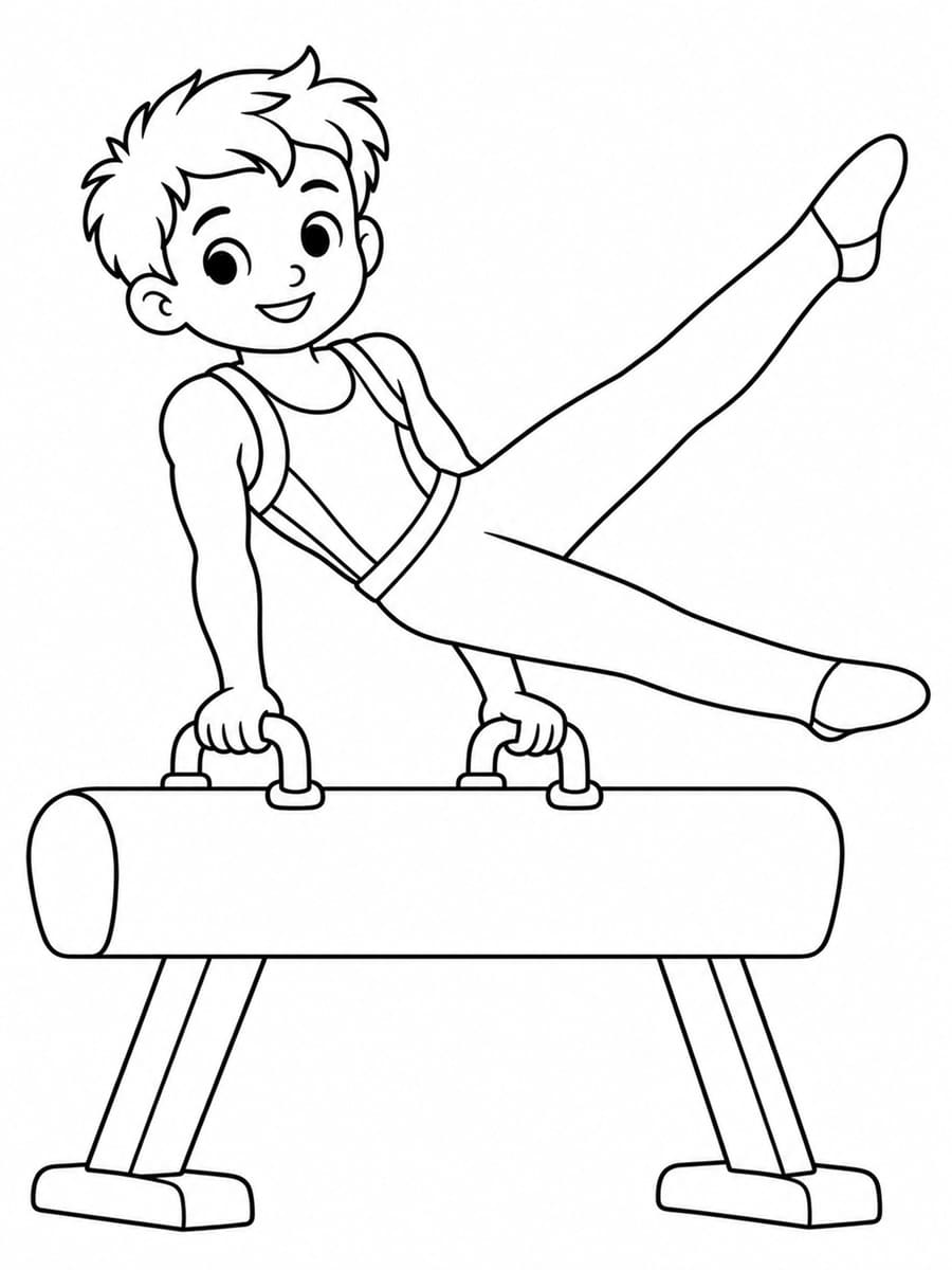 Coloriage gymnastique garçon