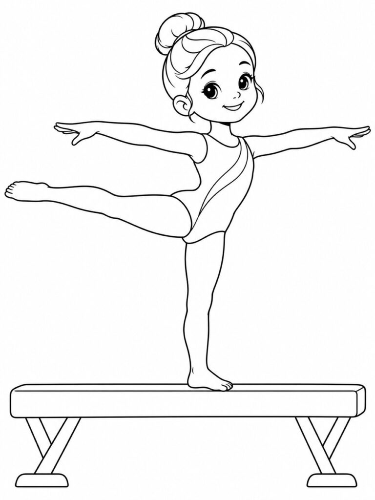 Gymnastique poutre Coloriage gymnastique poutre