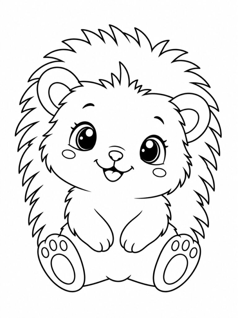 Hérisson assis Coloriage hérisson assis