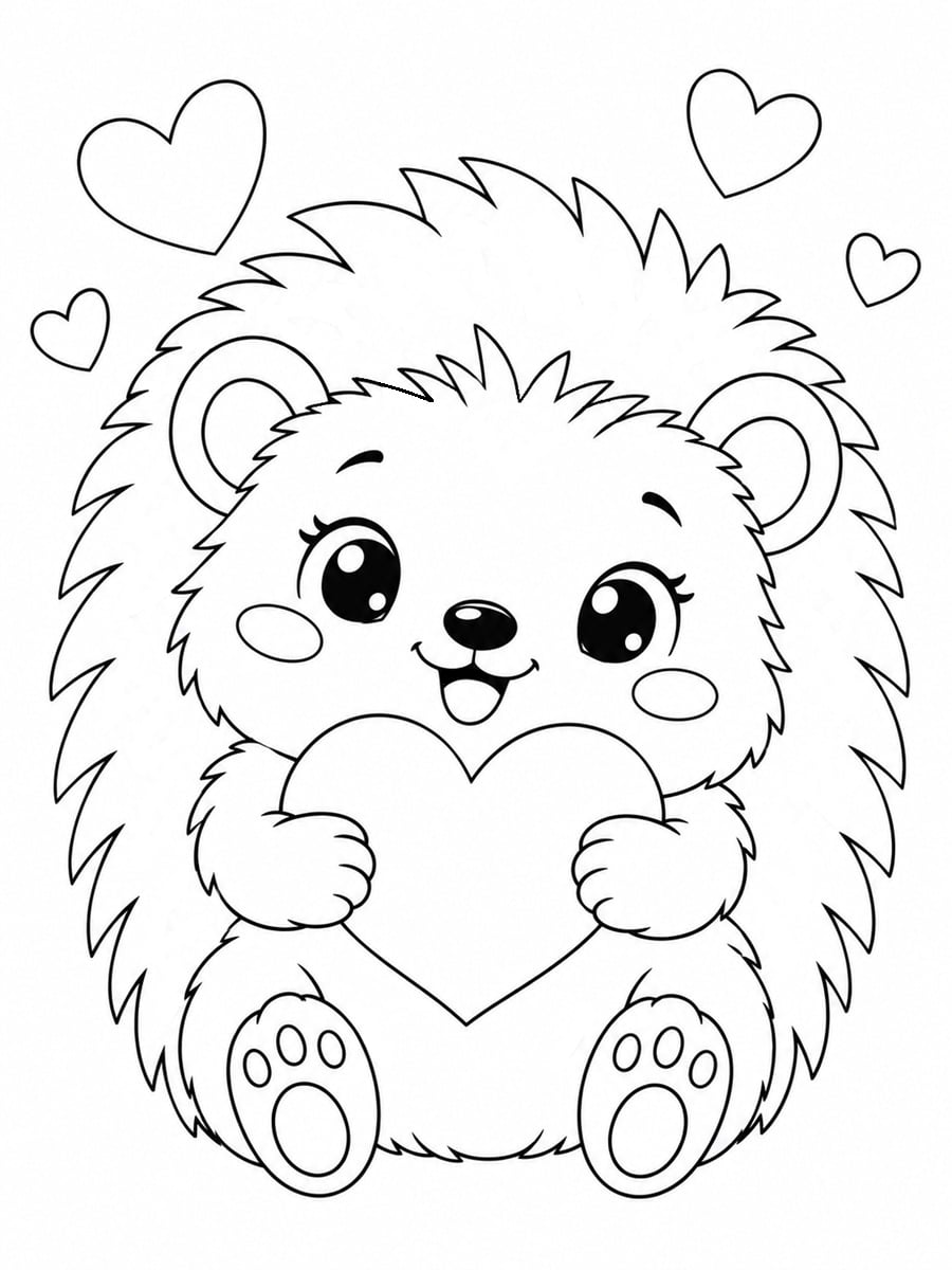 Coloriage hérisson coeur