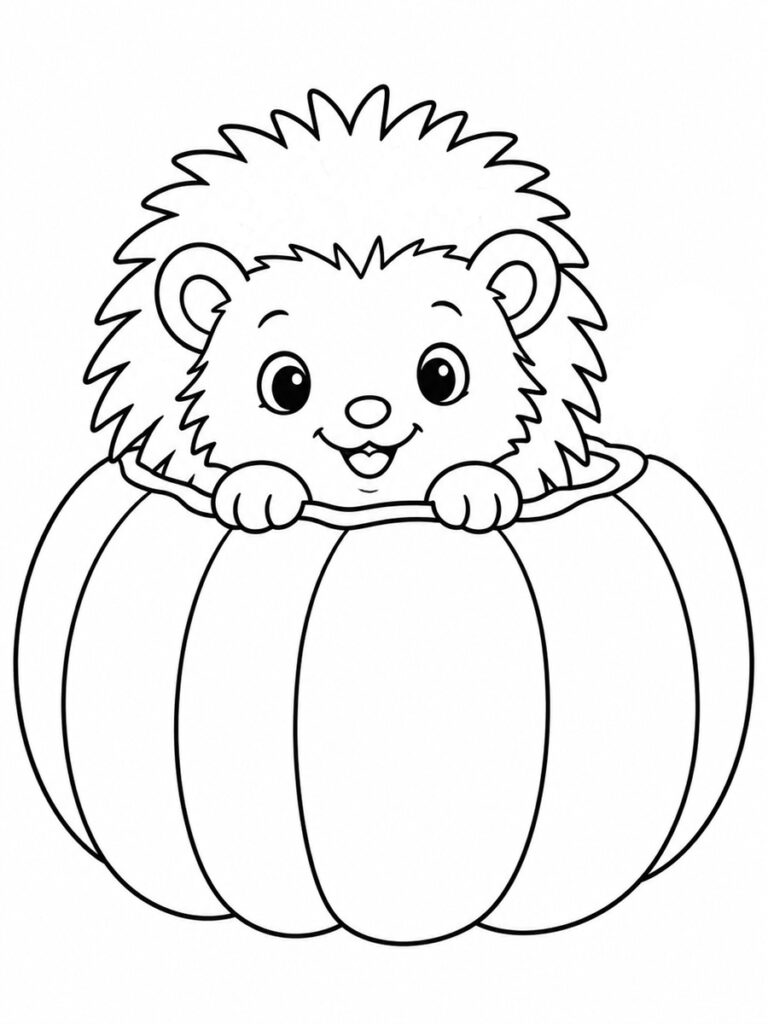 Hérisson dans une citrouille Coloriage hérisson dans une citrouille