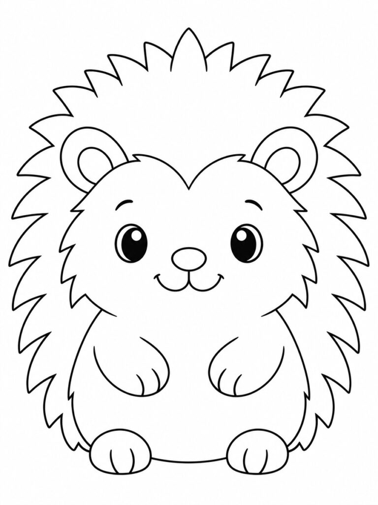 Coloriage hérisson de face