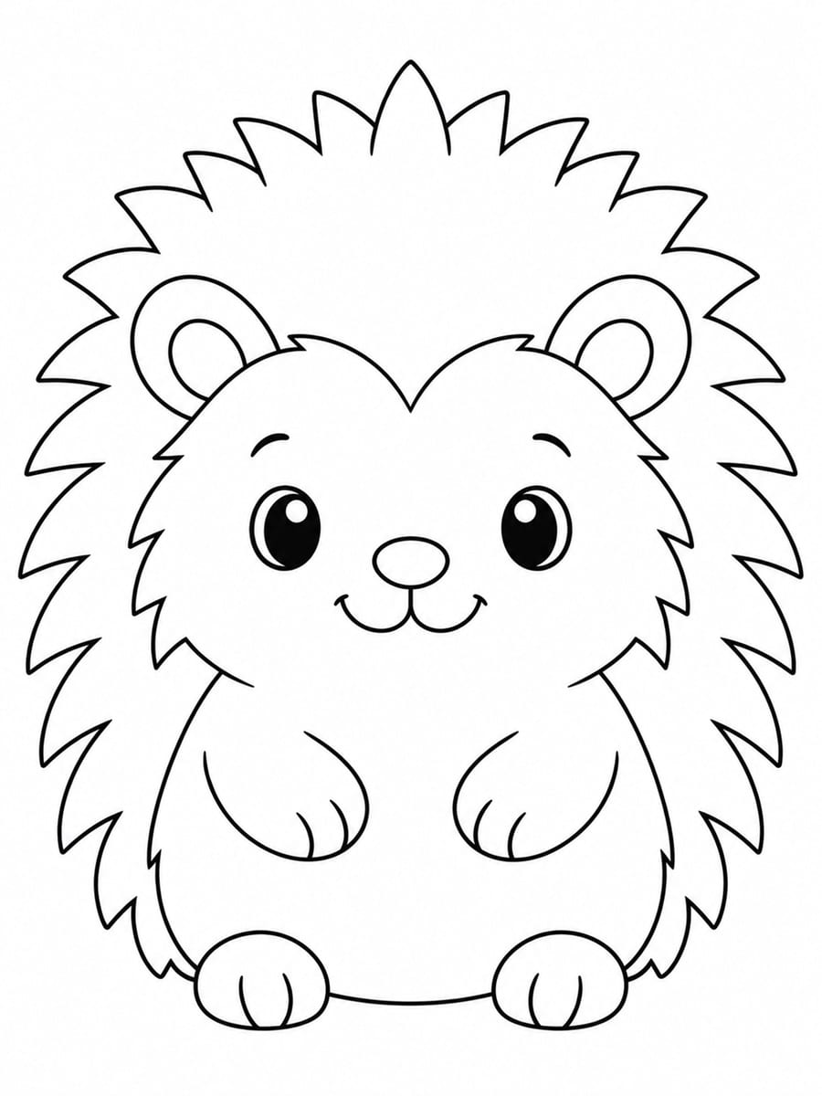 Coloriage hérisson de face