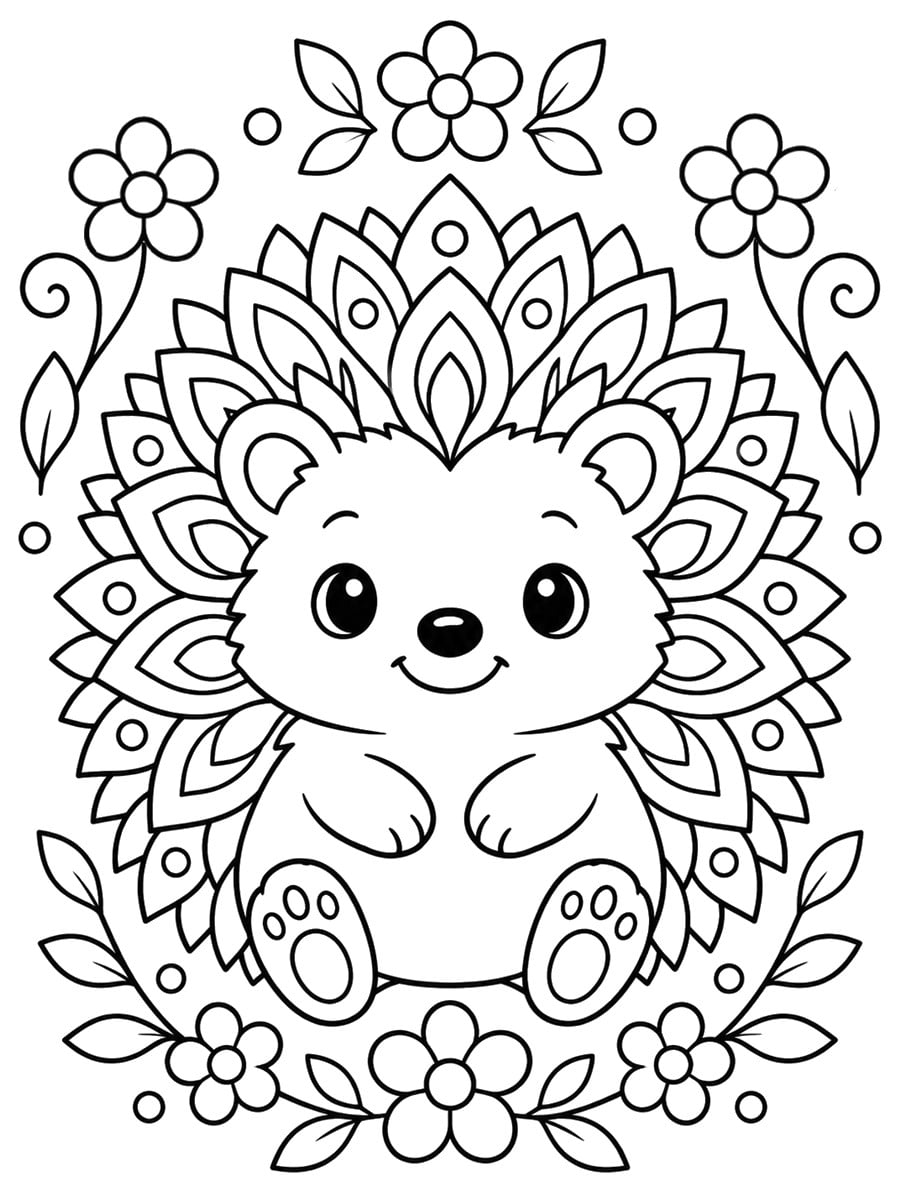 Coloriage hérisson mandala