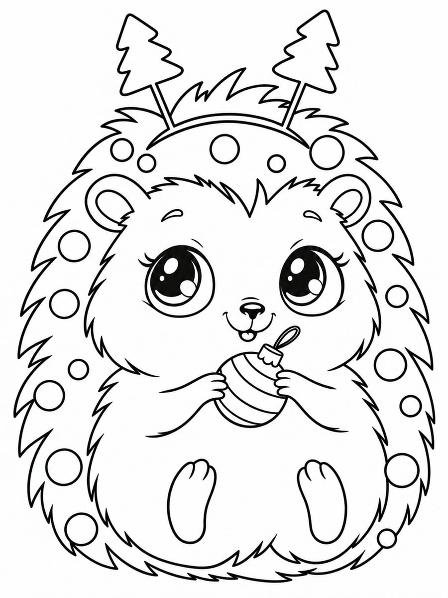 Coloriage hérisson Noël