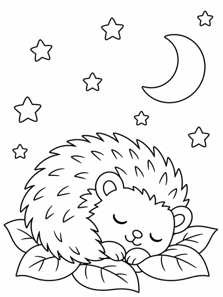 Coloriage hérisson qui dort