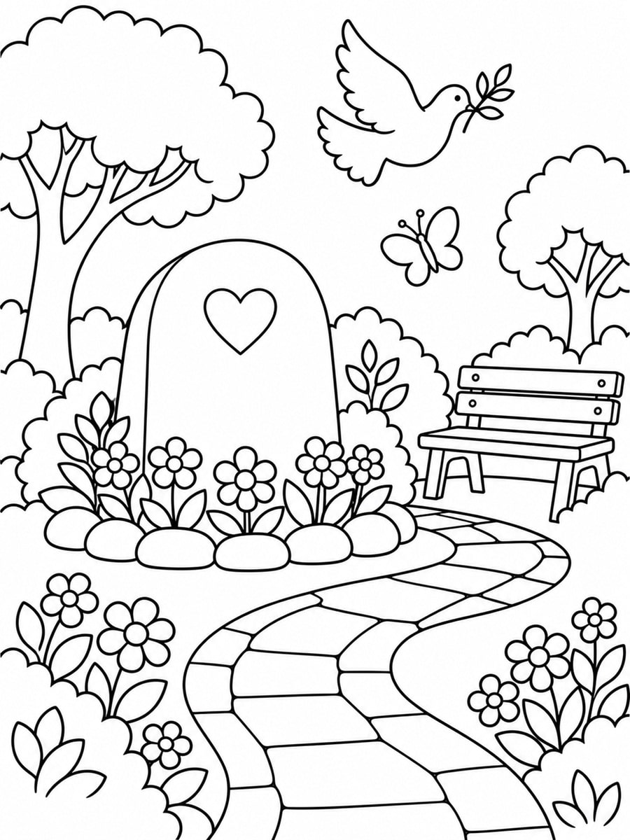 Coloriage jardin du souvenir